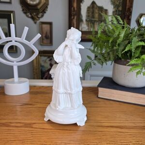 Antique Vion & Baury Paris Porcelain Figurine, Maiden & Bird, Green Anchor Mark